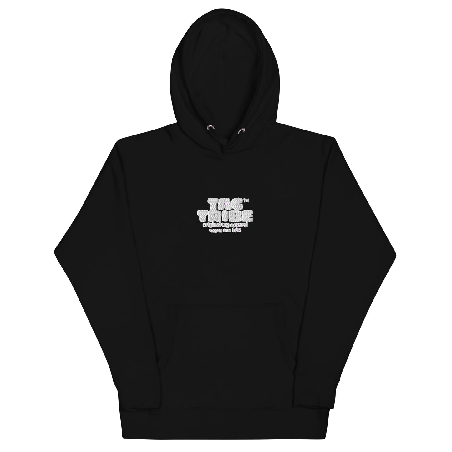 Tag Tribe Embroidered Hoodie: Black