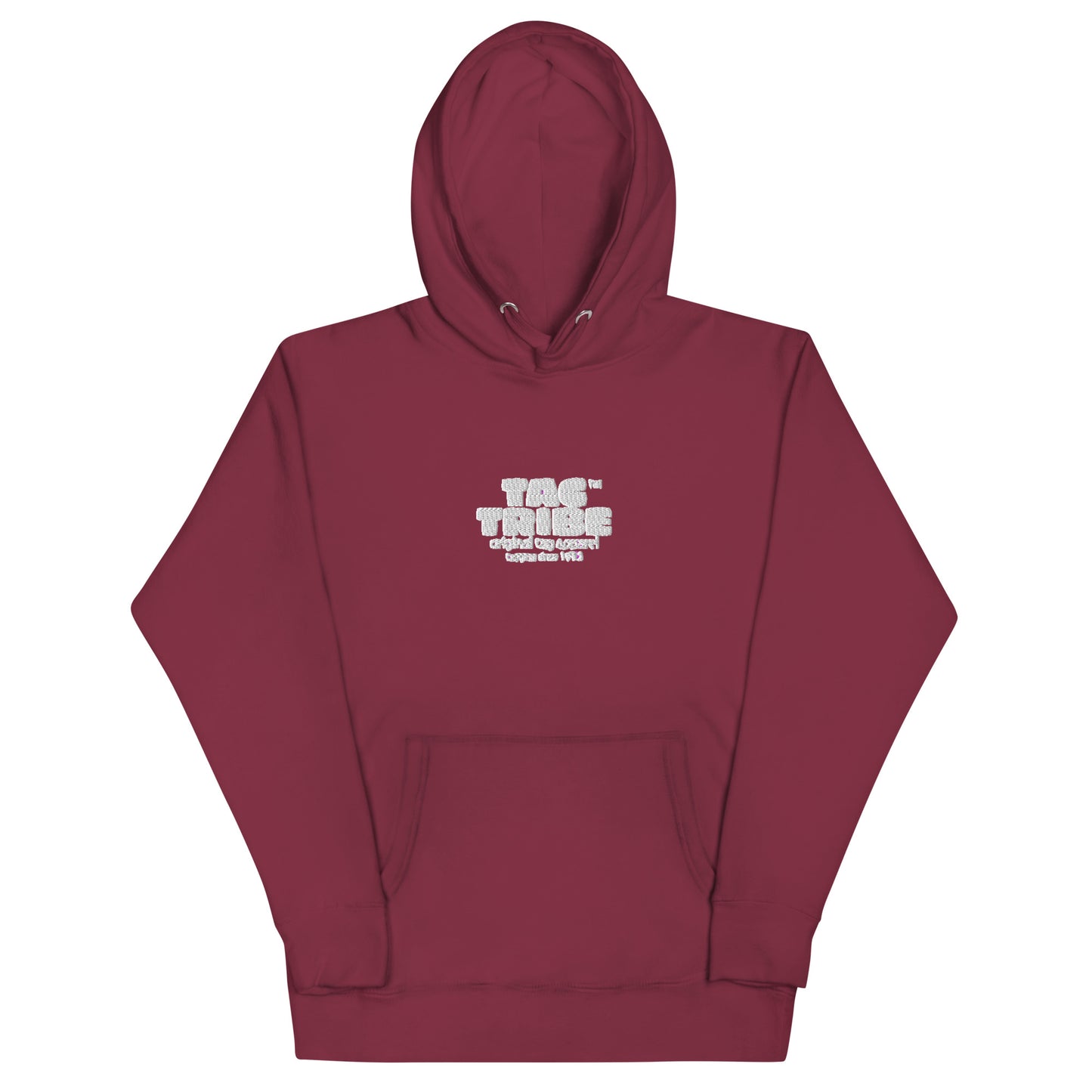 Tag Tribe Embroidered Hoodie: Maroon