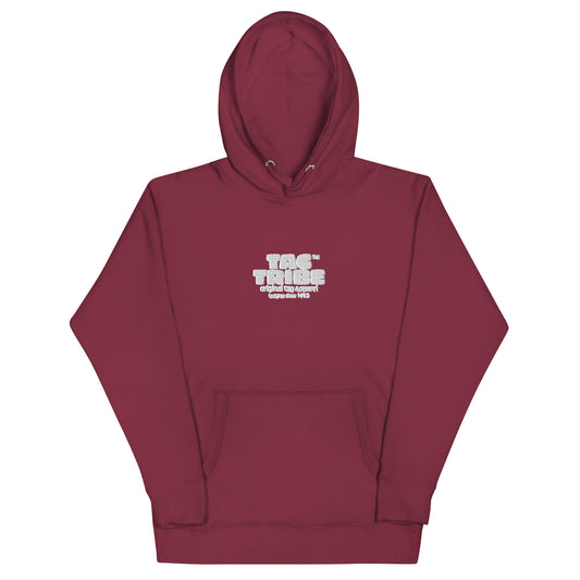 Tag Tribe Embroidered Hoodie: Maroon